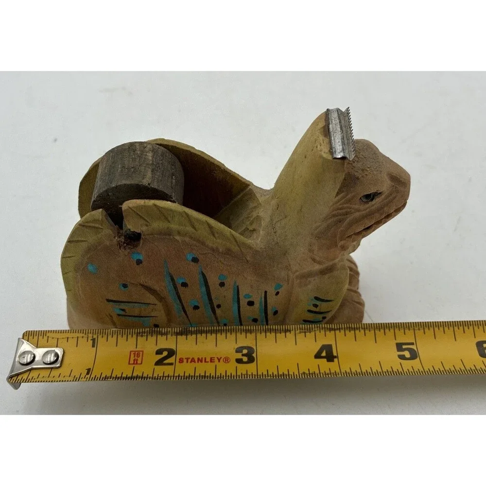iguana head shape Tape Dispenser desk top wood carving